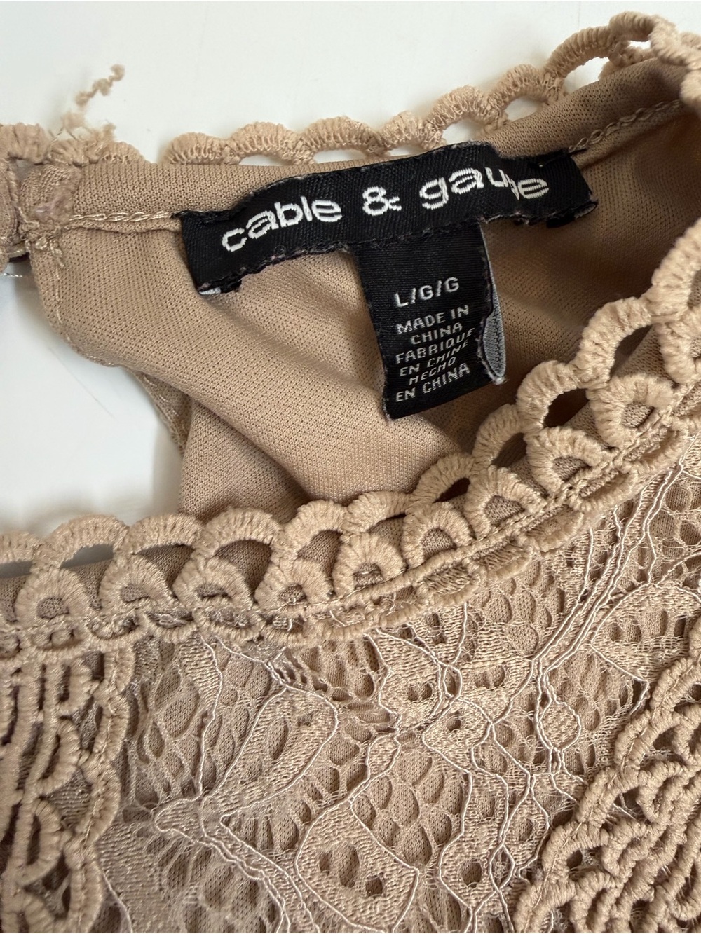 Cable & Gauge Lace Blouse Set Sage Green & Beige Romantic Cottagecore Size L - Picture 7 of 10